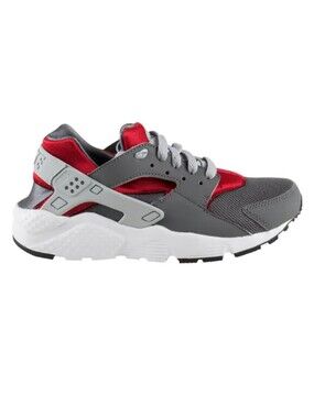 Nike Huarache Run GS Sneakers - Size 7 Big Boys - 654275-018 - Grey & Red
